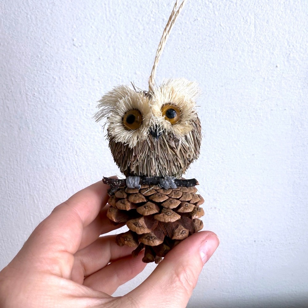 Natural Pinecone Owl Ornament Woodland Rustic Christmas Holiday Decor 4.5 Inch‎